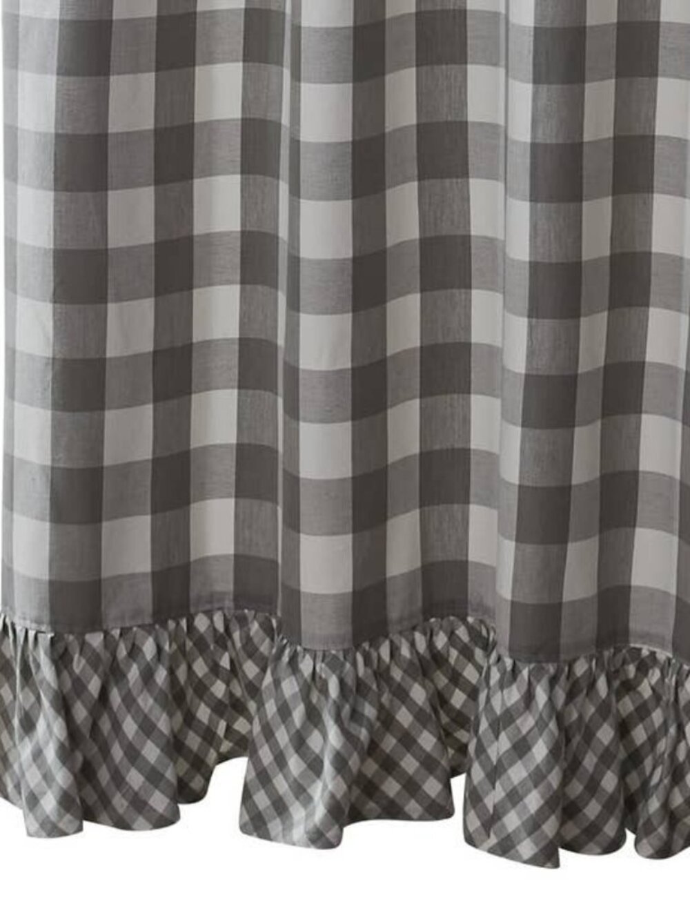 New Farmhouse ruffled Shower Curtain in Dove Gray